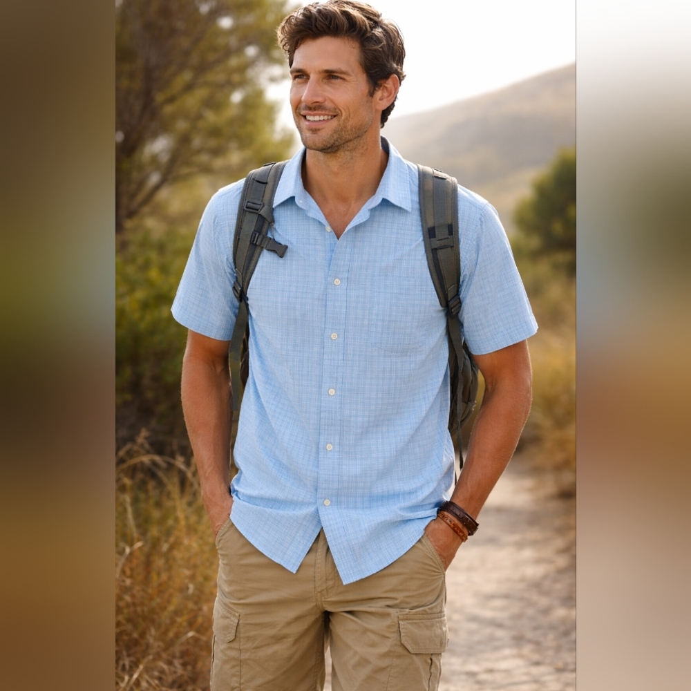 Patagonia Light Blue Short Sleeve Button-Down Shirt